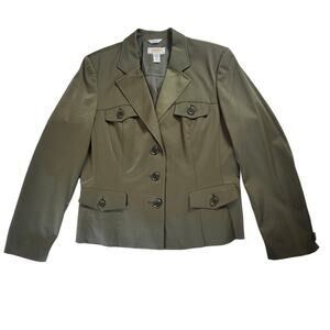 Talbots Petites Army Green Stretch Blazer Women's Size 12P